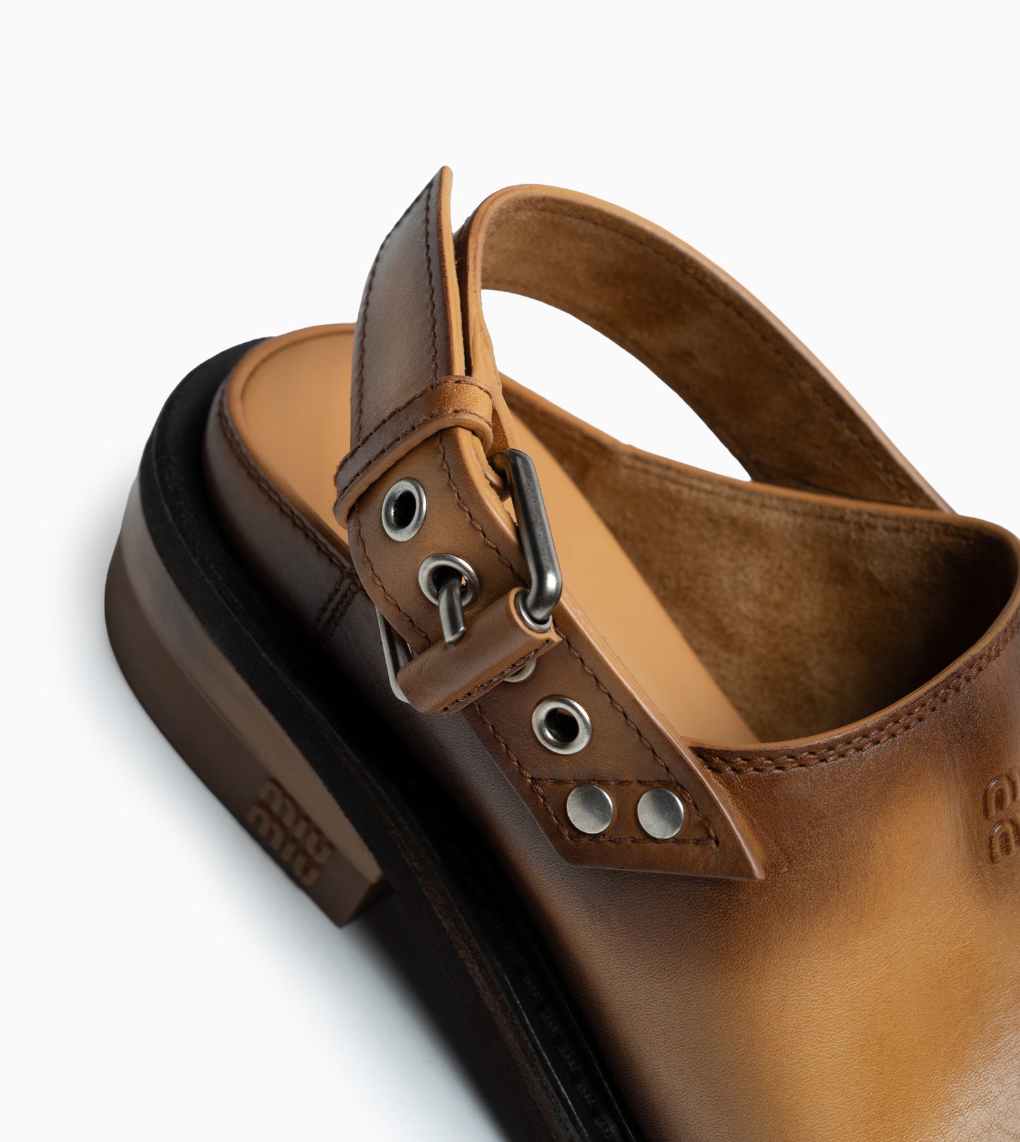 MIU MIU Open Heel Shoes Cuoio