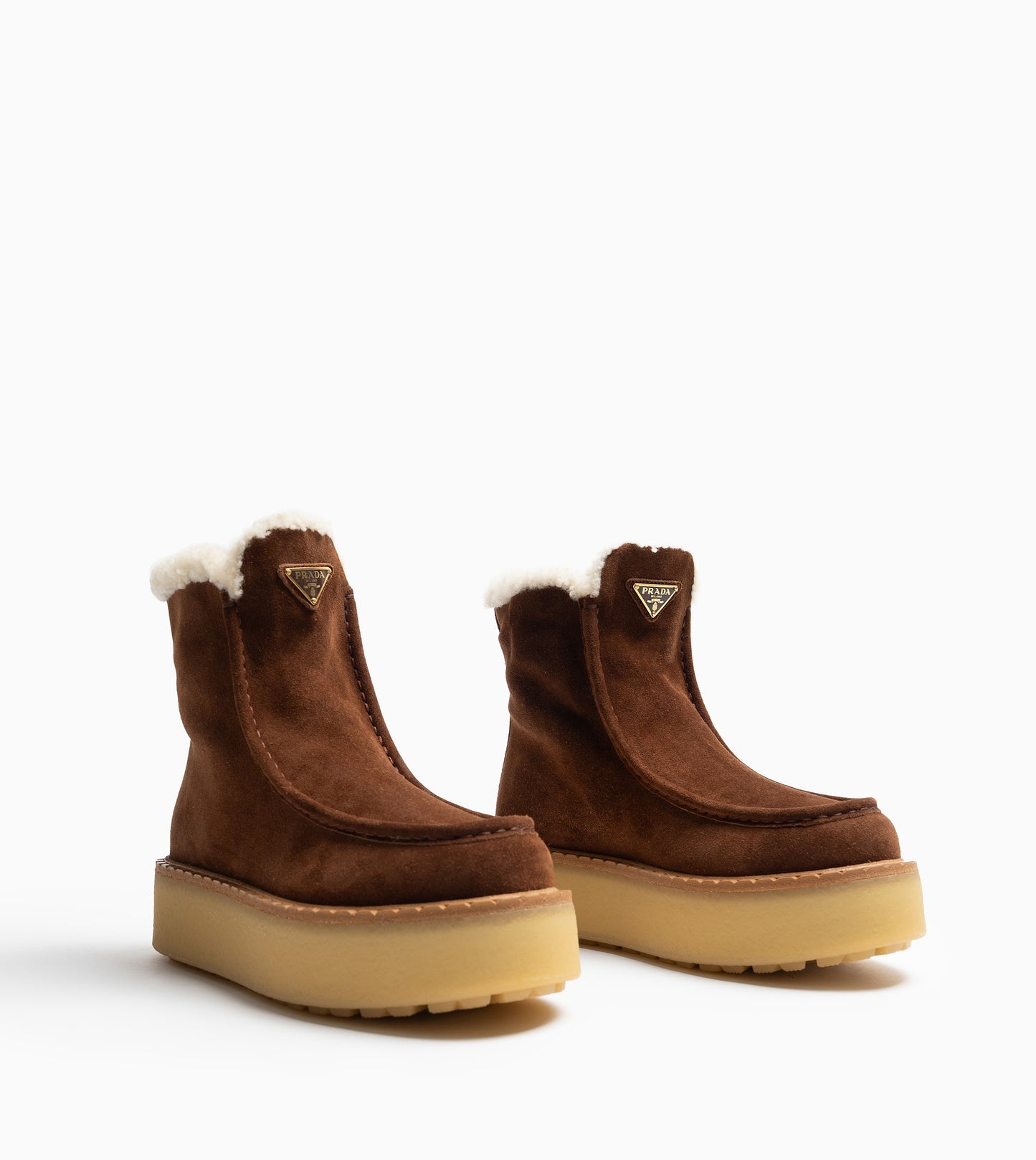 PRADA SCAMOSCIATO ANKLE BOOTS CACAO