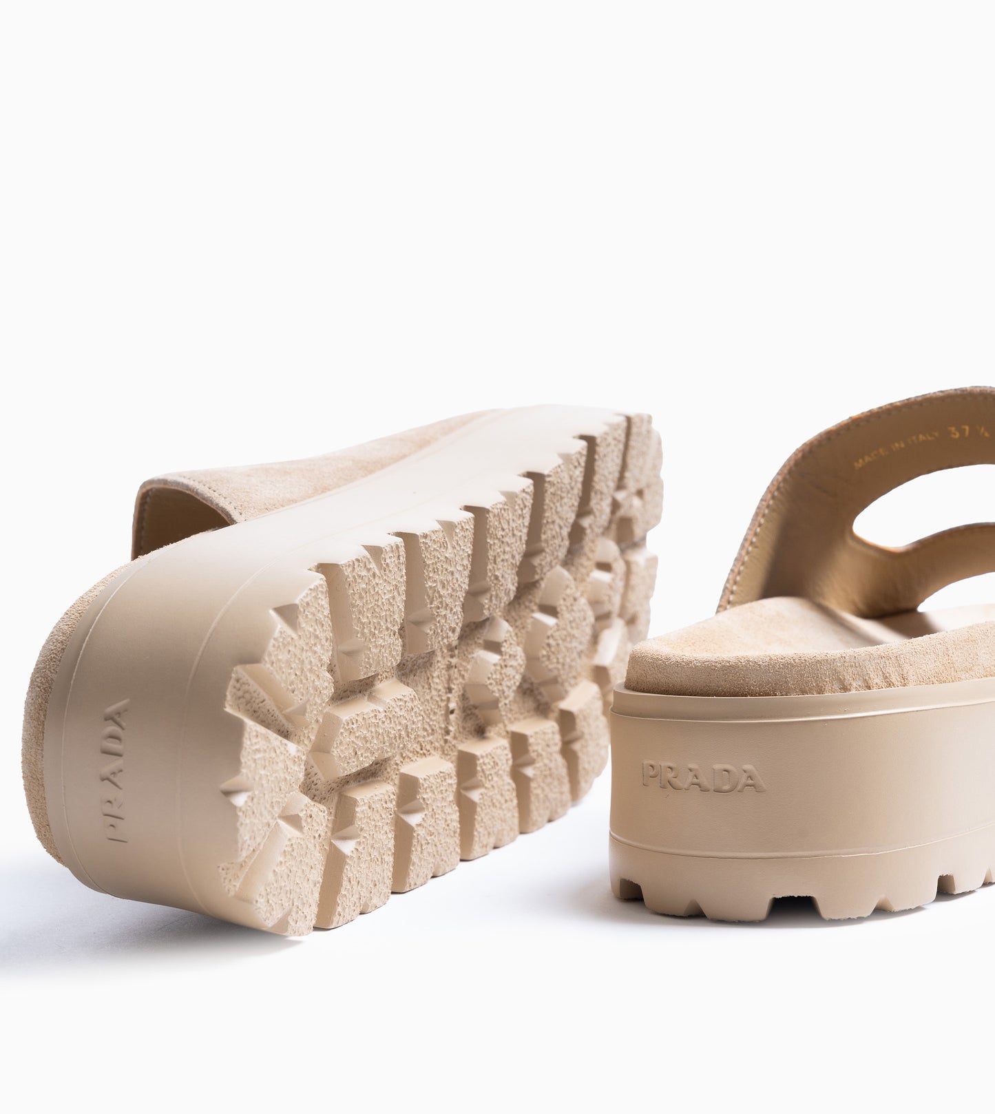 PRADA Leather Sandals Ecru