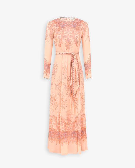 ZIMMERMANN Valiant Sheath Dress Peach Paisley