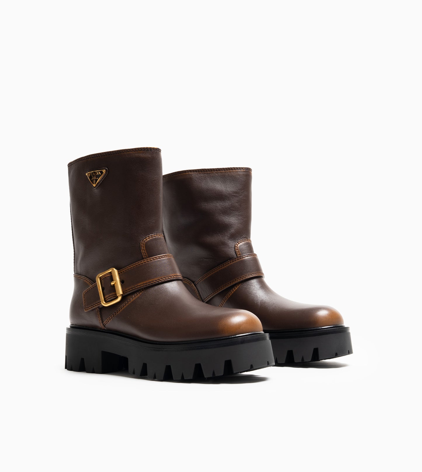 PRADA ANKLE BOOTS VITELLO VINTAGE CACAO