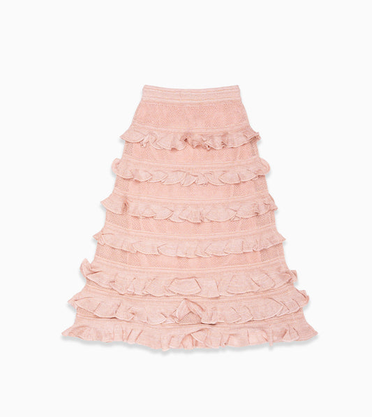 ZIMMERMANN Rebelliooon Frill Midi Skirt Pink