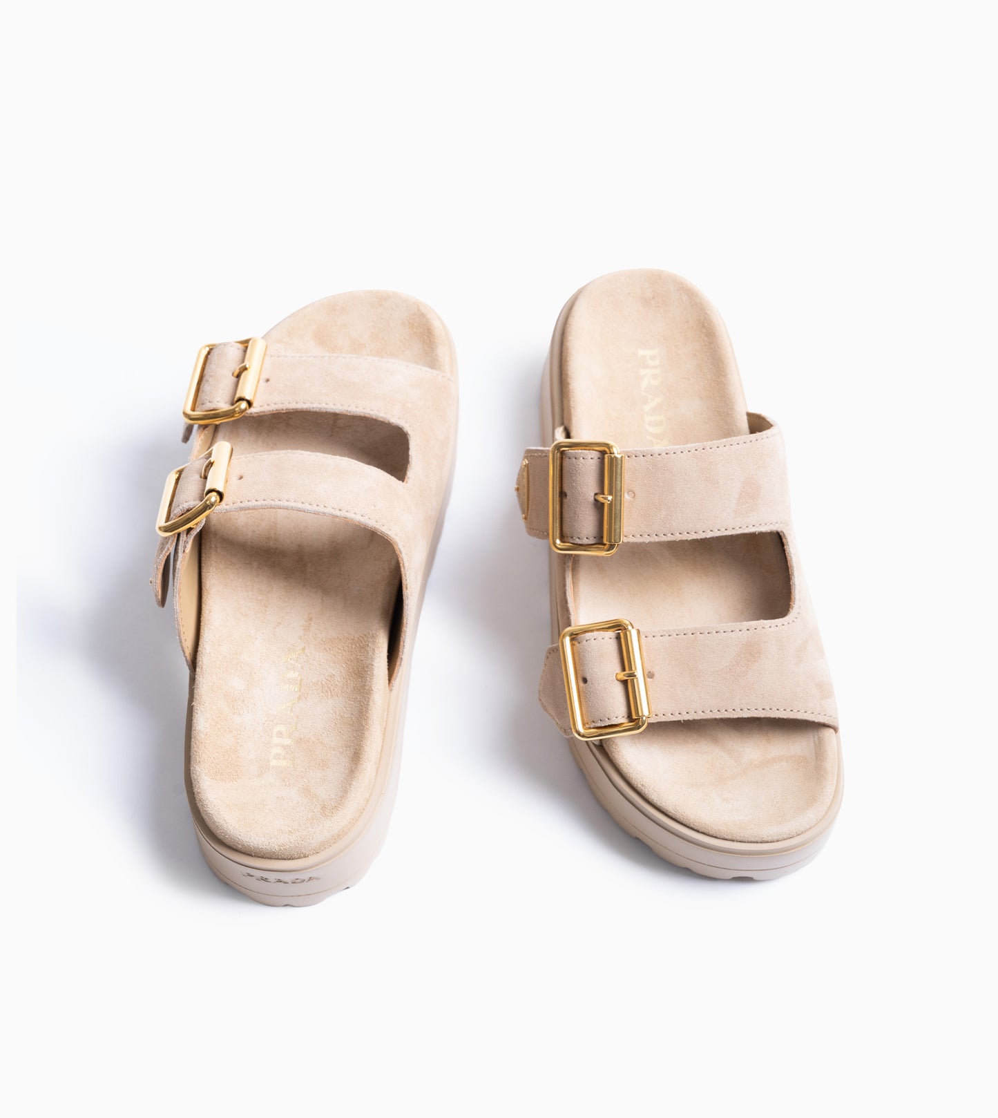 PRADA Leather Sandals Ecru