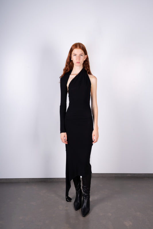 COURREGES One Shoulder Crepe Dress