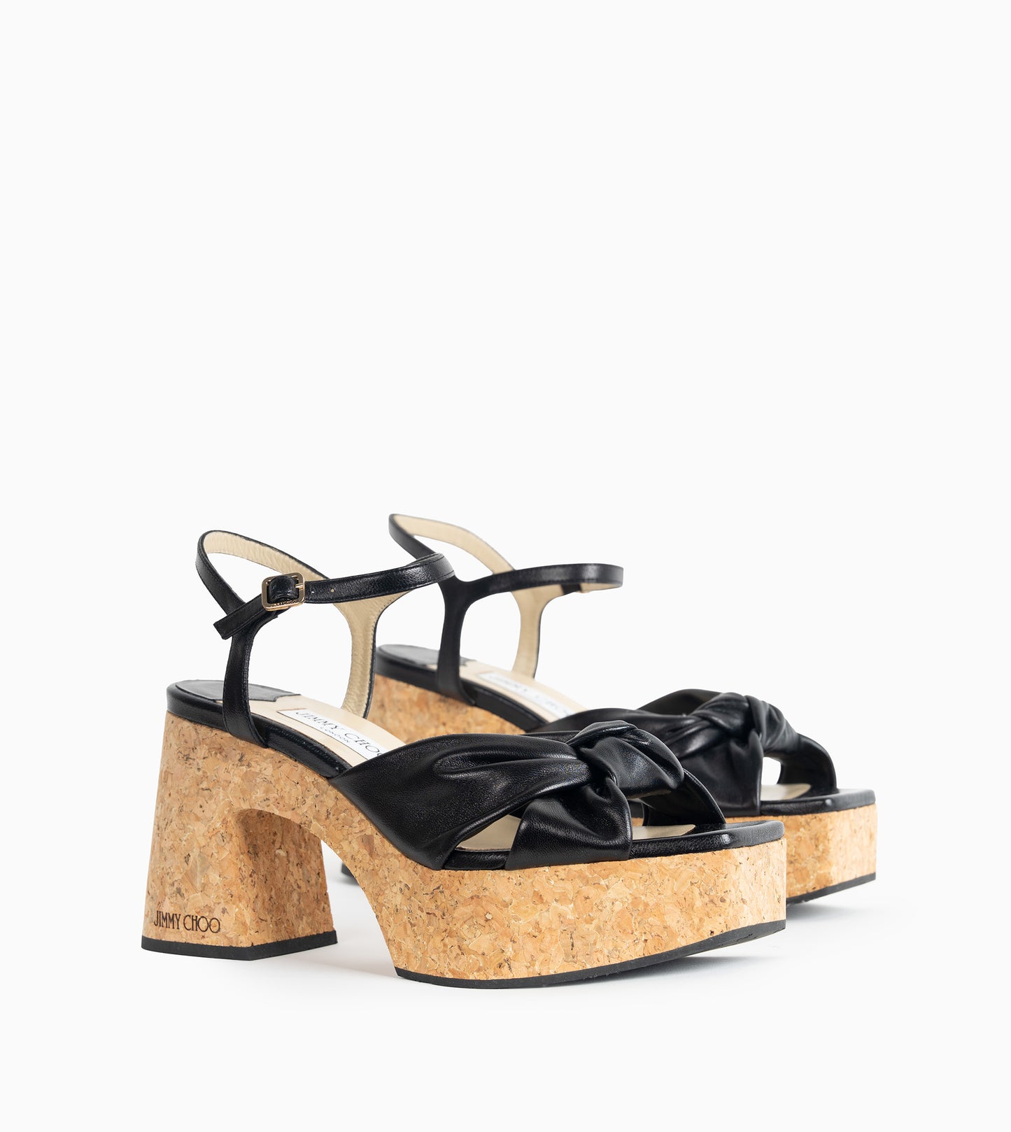 JIMMY CHOO HELOISE WEDGE 95 SANDAL WEDGE NAPPA LEATHER BLACK