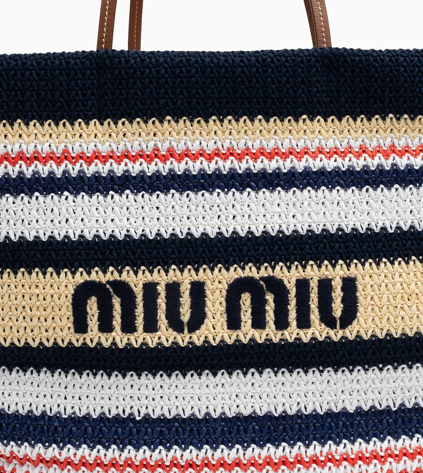 MIU MIU Woven Tote Bag with Raffia Effect Blue