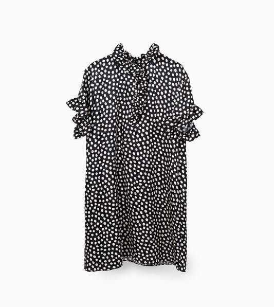 CHLOE DOTS DRESS BLACK-BEIGE