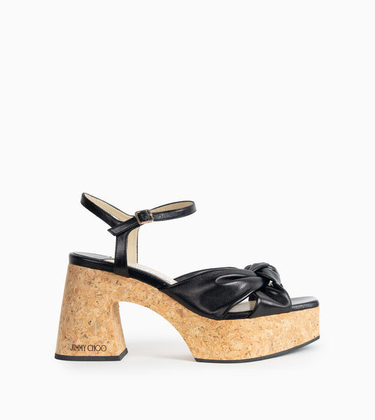 JIMMY CHOO HELOISE WEDGE 95 SANDAL WEDGE NAPPA LEATHER BLACK