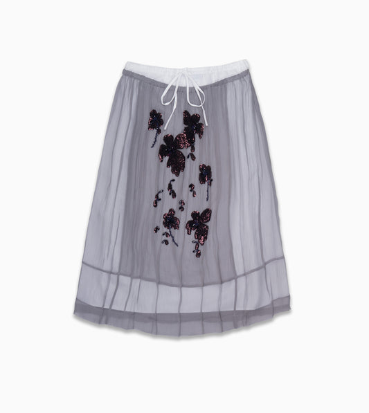 PRADA Embrodery Skirt Aluminio