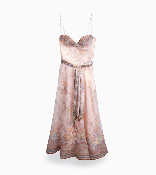 ZIMMERMANN Alchemy Structured Midi Dress Pink Paisley