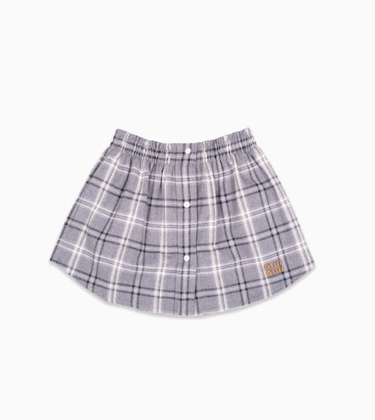 MIU MIU PLAID FLANELL MINI SKIRT GREY