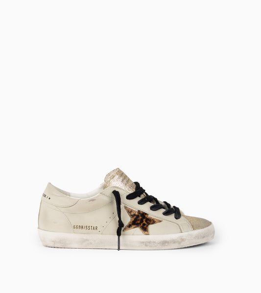GOLDEN GOOSE- Super Star Leather Upper Glitter Toe Leopard