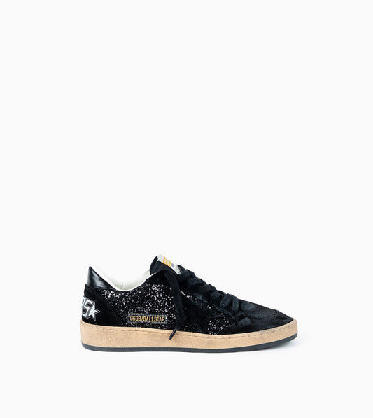 GOLDEN GOOSE- Ballstar Leather Upper And Toe Glitter Star