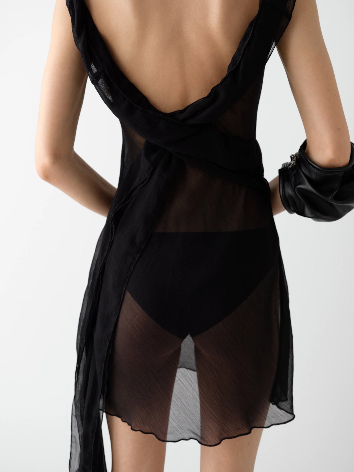 GIMAGUAS Boa Mini Dress Black