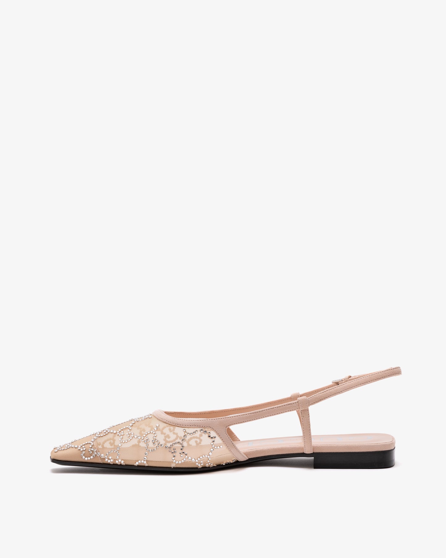 GUCCI Flat Ballerina With Open Heel And GG