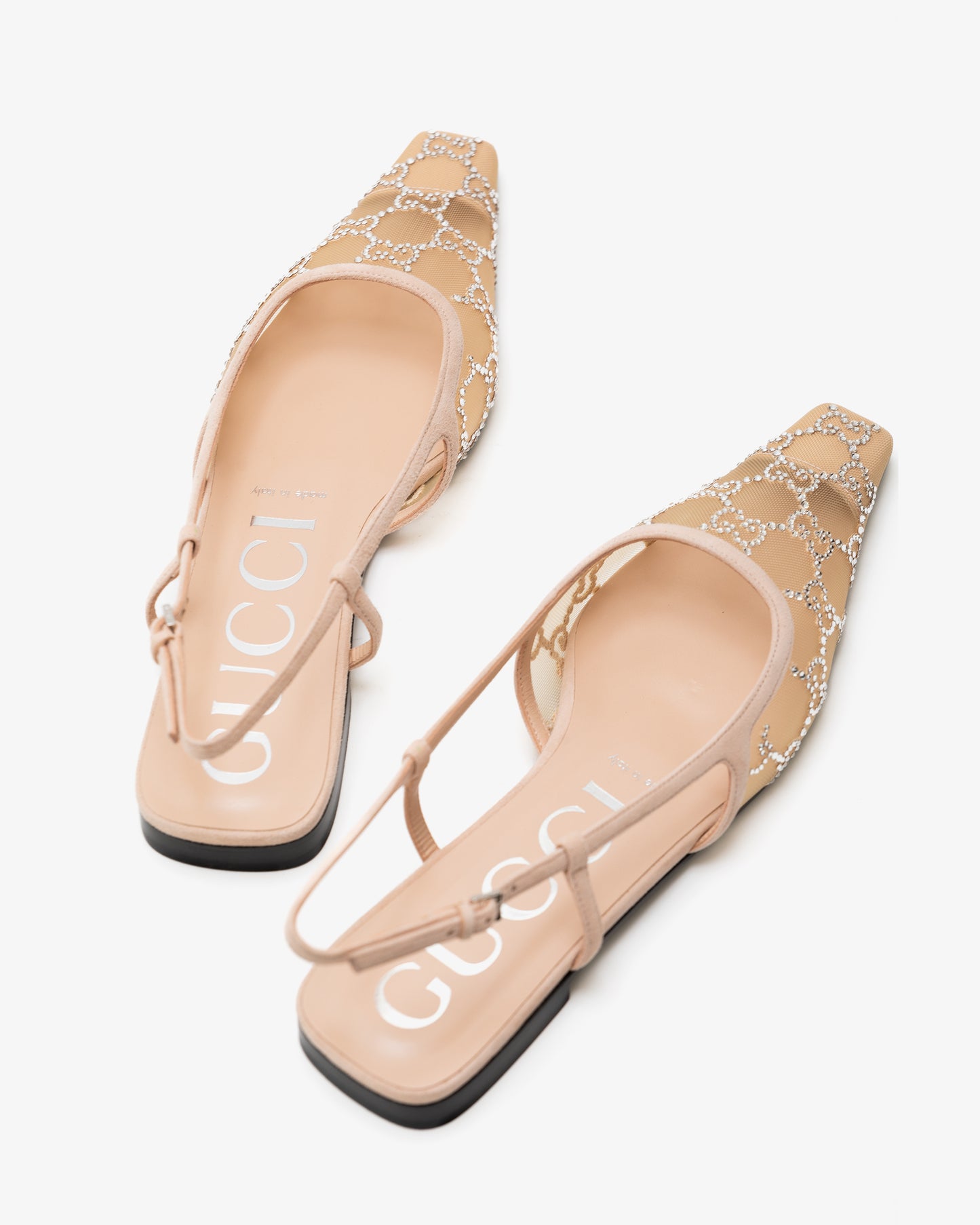 GUCCI Flat Ballerina With Open Heel And GG