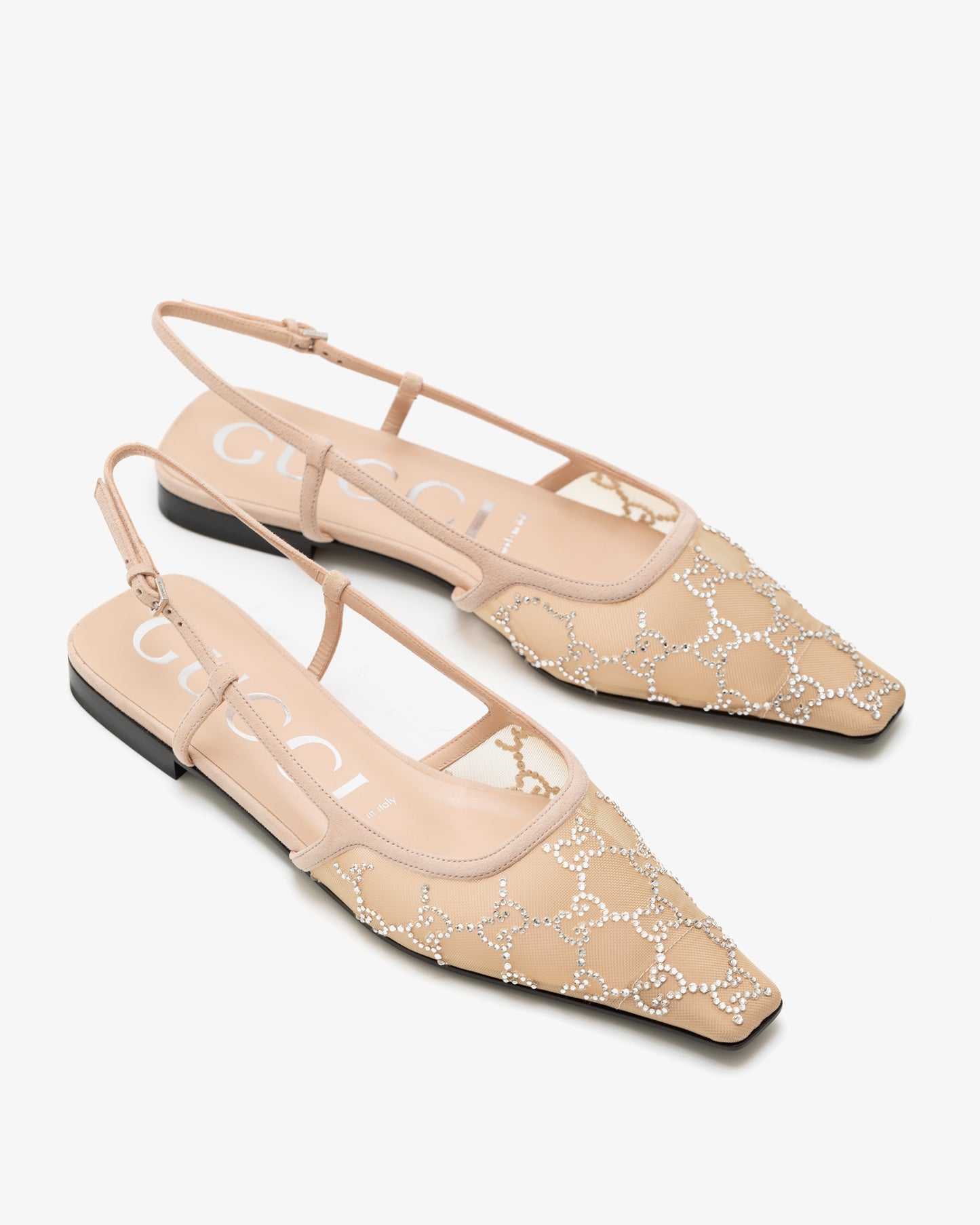 GUCCI Flat Ballerina With Open Heel And GG