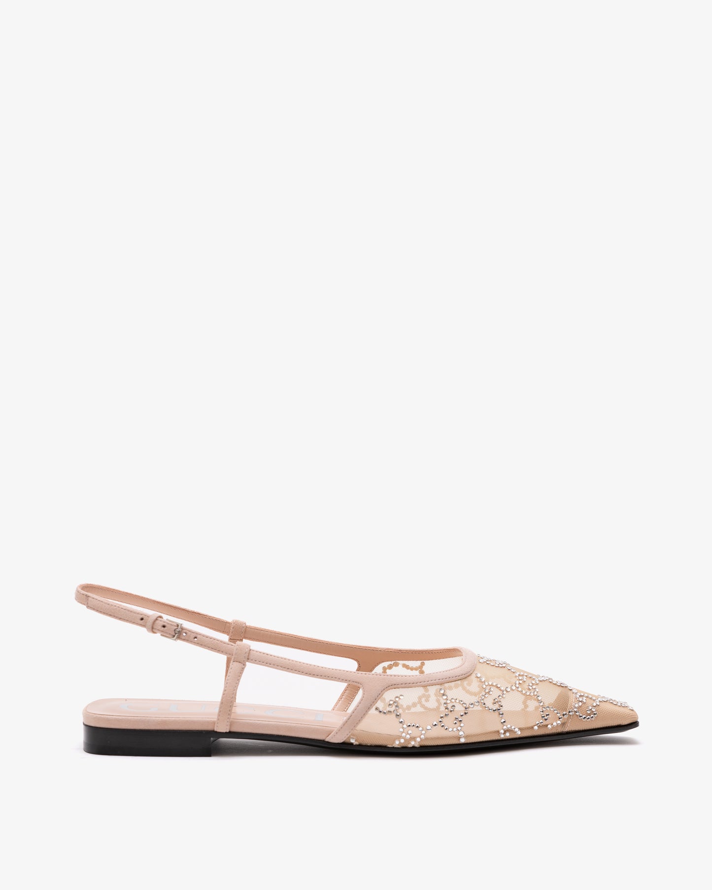 GUCCI Flat Ballerina With Open Heel And GG