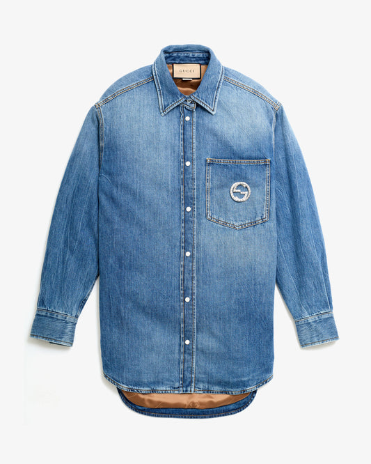 GUCCI Organic Denim Shirt With Washed Effect