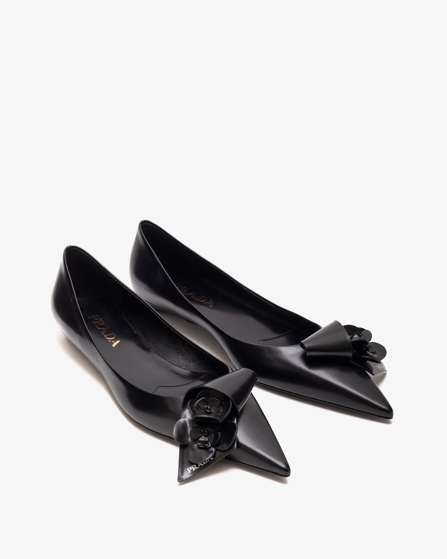 PRADA Brushed Leather Pointed-Toe Pump