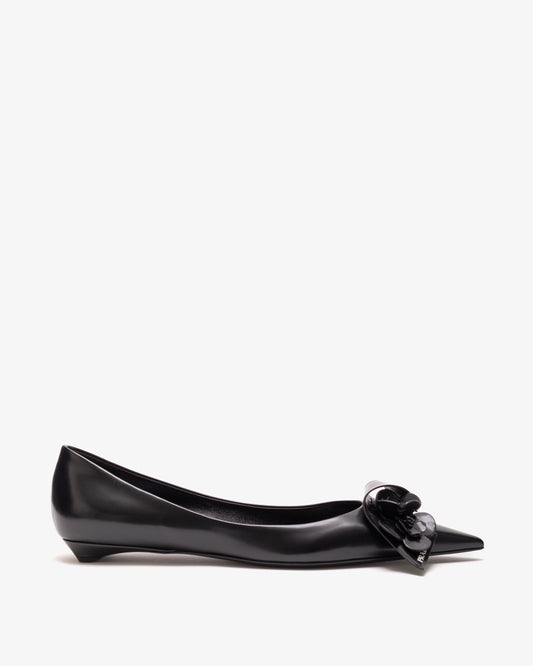 PRADA Brushed Leather Pointed-Toe Pump